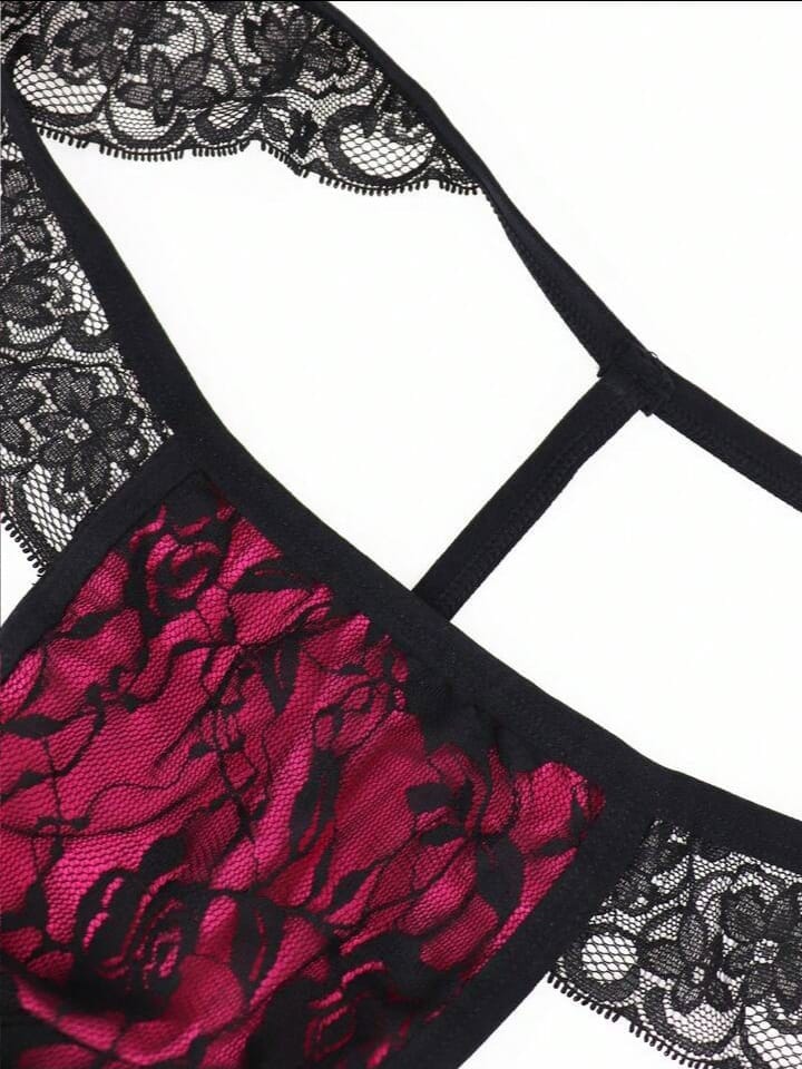 Rose Noir Lace Thong